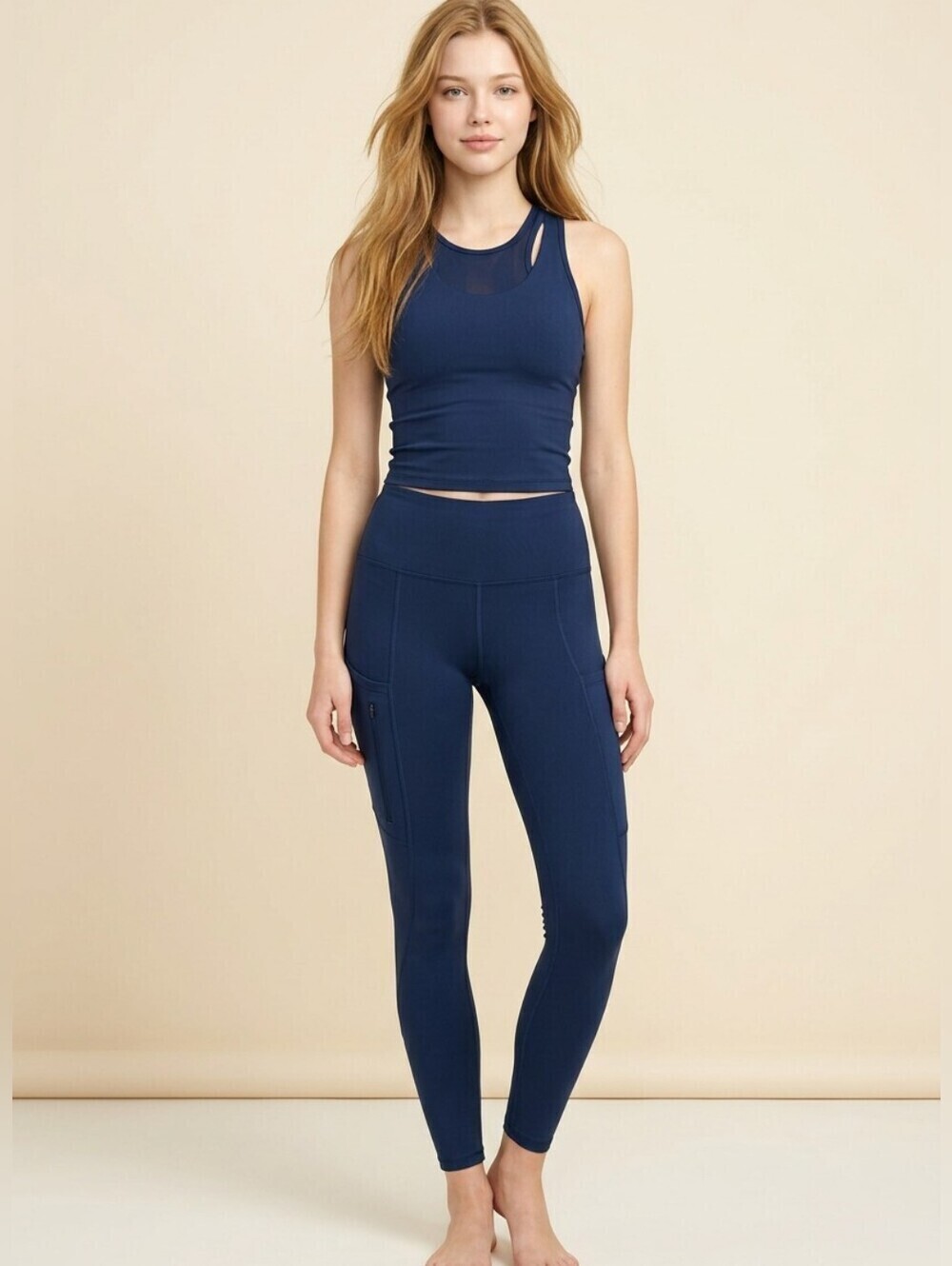Athleta dark blue leggings Sz XS w pockets Great condition